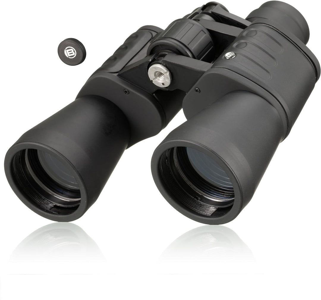Bresser Fernglas Hunter 10x50 mm mit Prismen aus vollvergütetem BK-7 Glasmaterial, faltbaren Augenmu