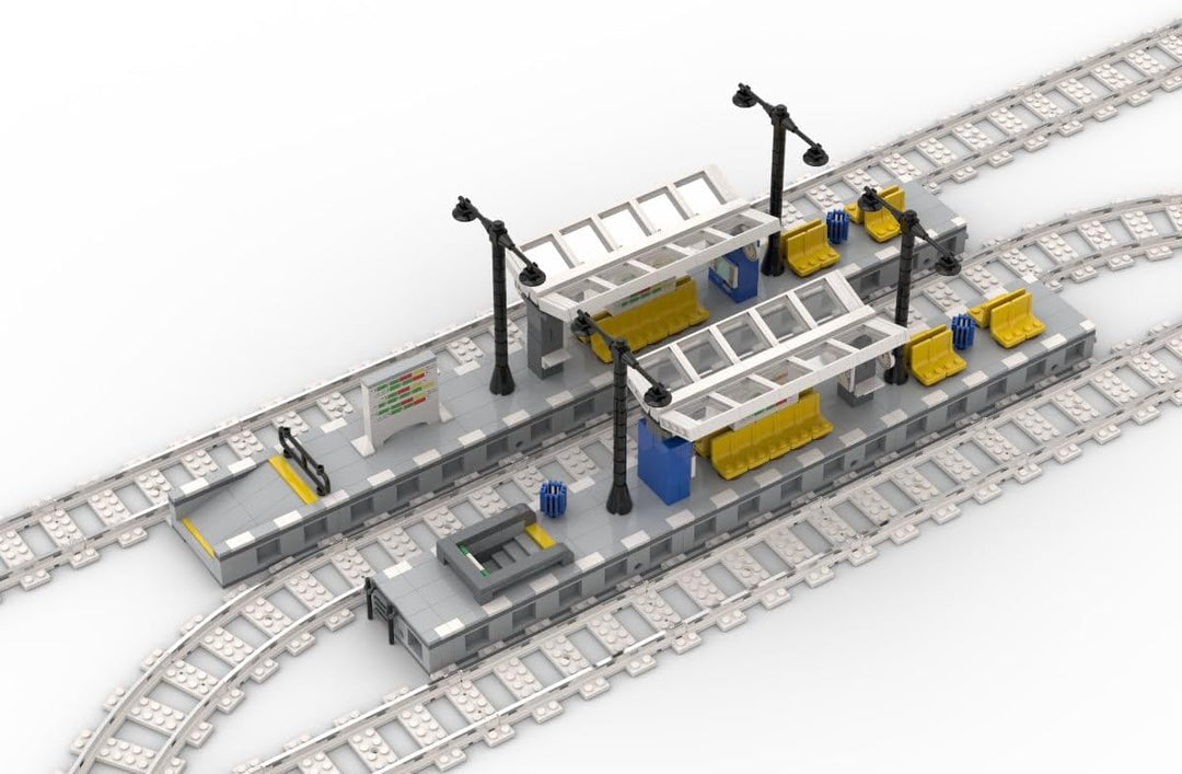Modularer Bahnsteig aus 1047 Bausteinen kompatibel mit Lego | 106 cm lang – 8 Module flexibel kombin