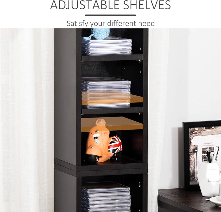 HOMCOM 2er-Set Regale Säulenschrank CD-DVD-Aufbewahrung 6 + 6 Fächer 21 x 22,5 x 88,5 cm max. Kapazi