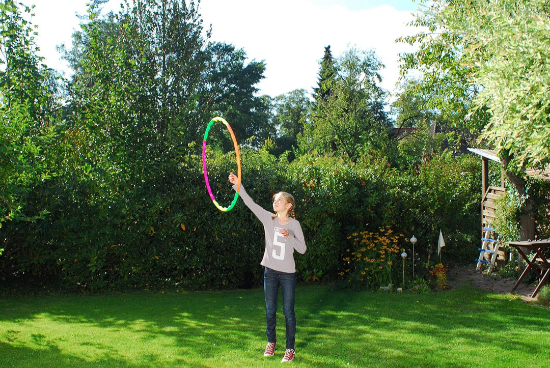 HUDORA Fitness Sports Hoop - Hula Hoop Reifen - Einfach zusammensteckbar &amp; in 2 Grössen verwendbar M