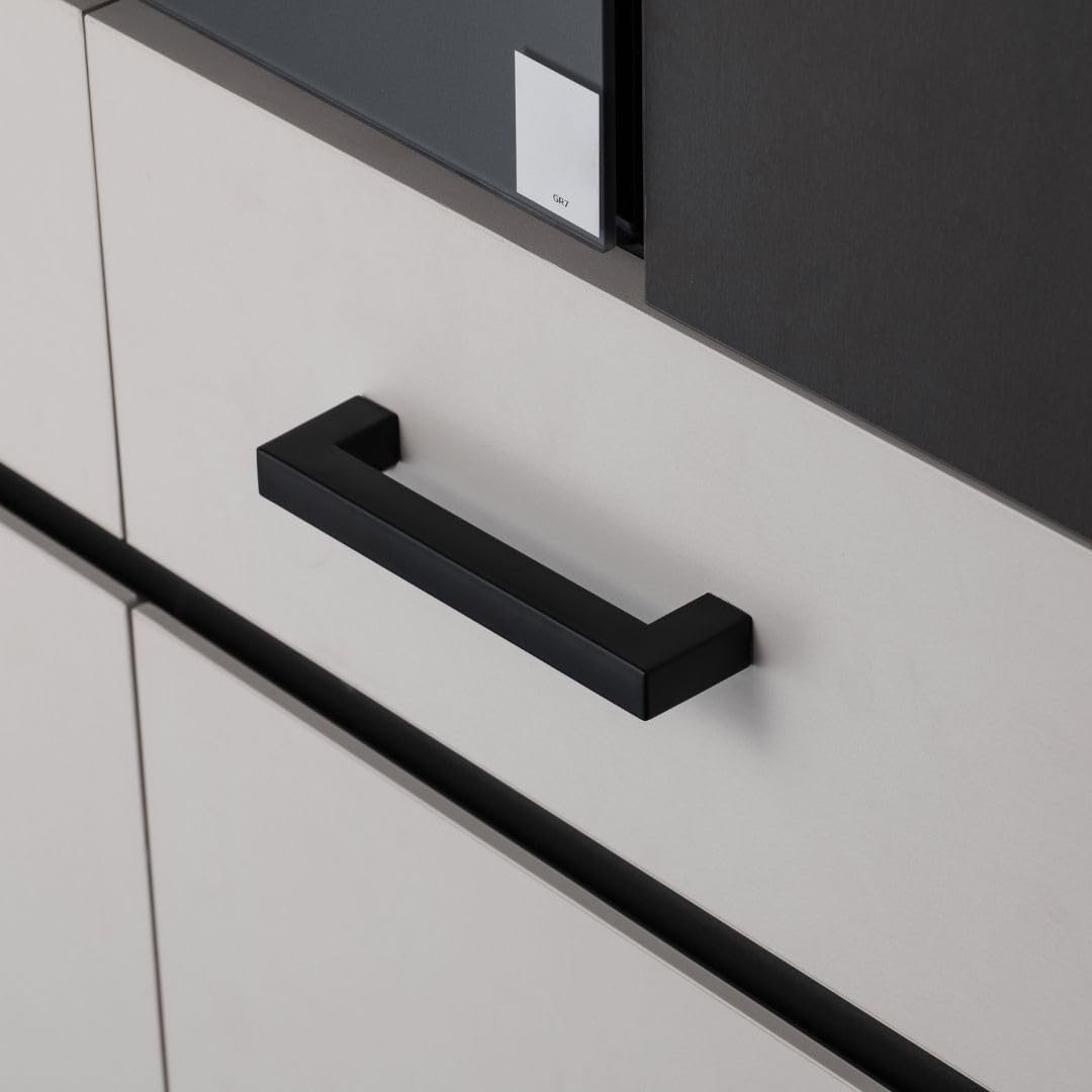 Stahlia 10 x Möbelgriffe Schwarz matt Lochabstand 128mm Edelstahl Schrankgriffe Küchengriffe Schrank