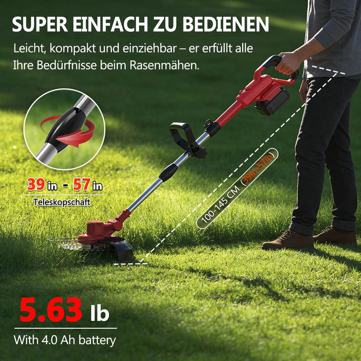 Rasentrimmer mit akku für Makita-Akkus, 21V-4.0Ah mit 2 Akkus und Ladegerät, Freischneider Akku 2000
