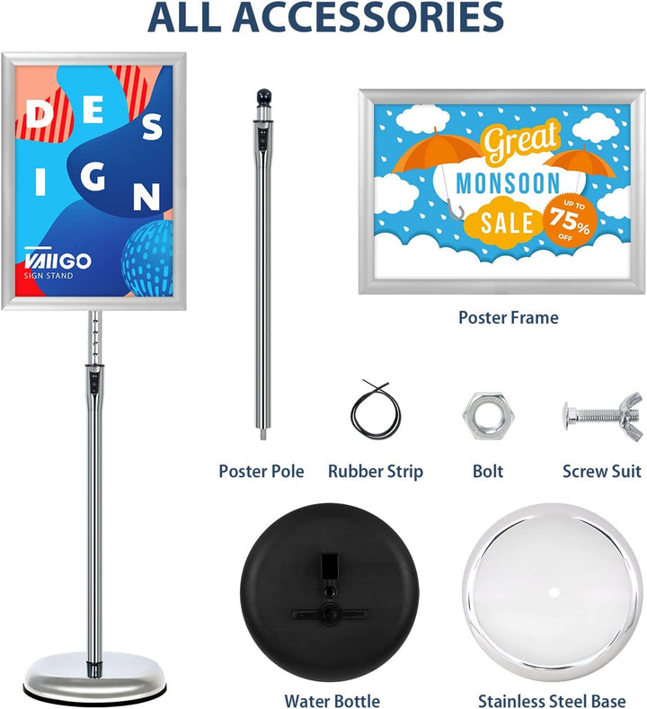 VAIIGO Infoständer Höhenverstellbar Aluminium DIN A3 Plakatständer Informationsständer Präsentations