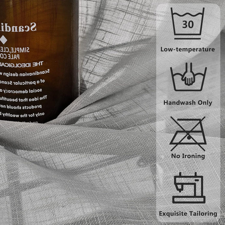 Topfinel 2 Stücke Leinen Gardinen mit Ösen Voile Vorhang Halbtransparent Gardinen Wohnzimmer Modern