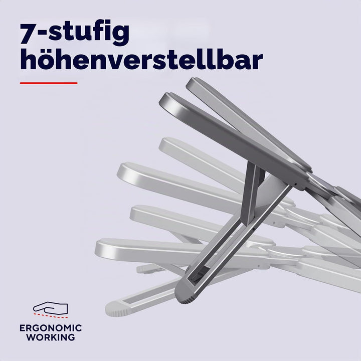 Trust Macy Faltbarer Laptop Ständer 17.3 Zoll, Aluminium Klappbarer Laptop Halter, In 7 Stufen Höhen