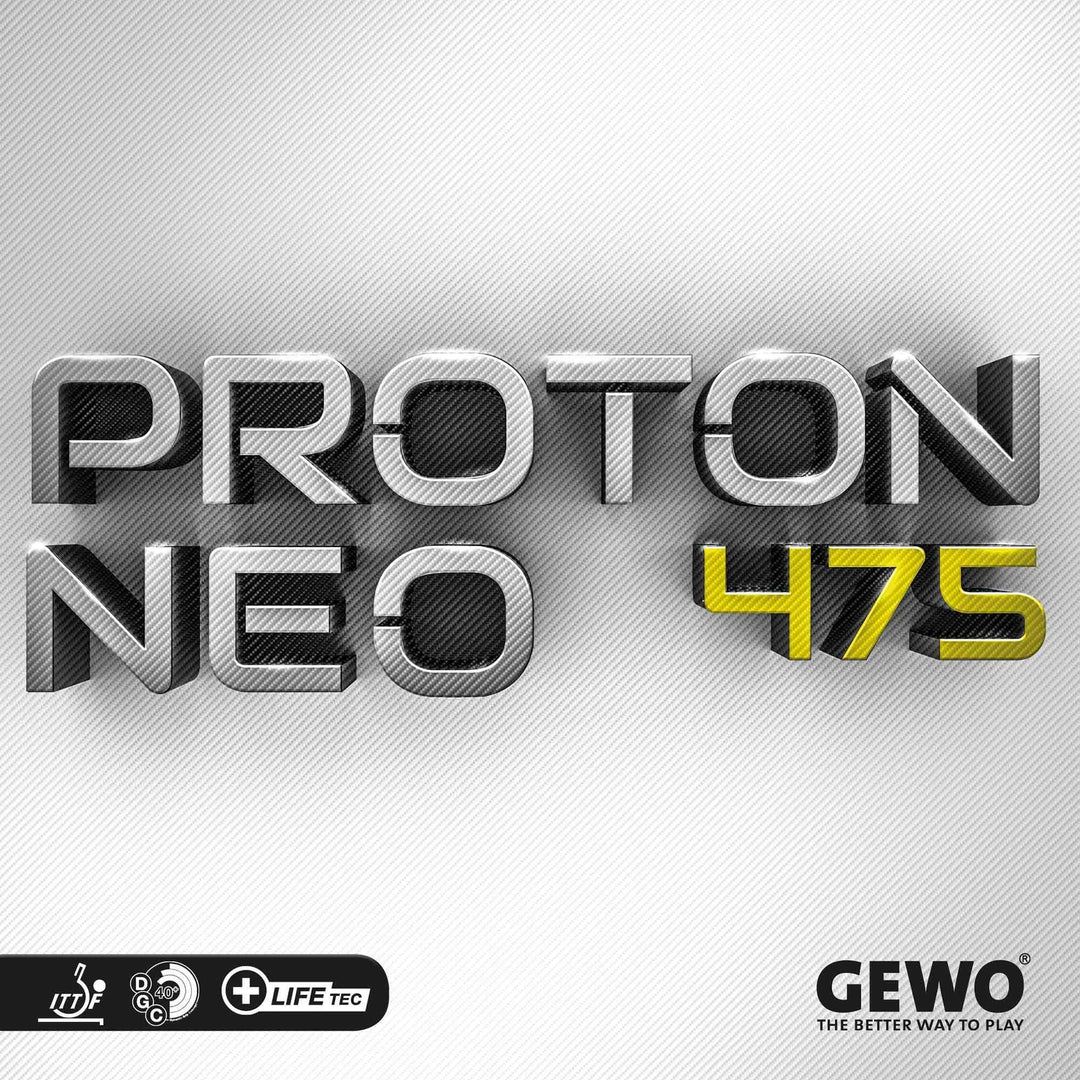 GEWO Proton Neo 475 Tischtennis Belag – spinfreudig &amp; präzise mit DGC40+ Oberfläche – Hard+ Schwamm