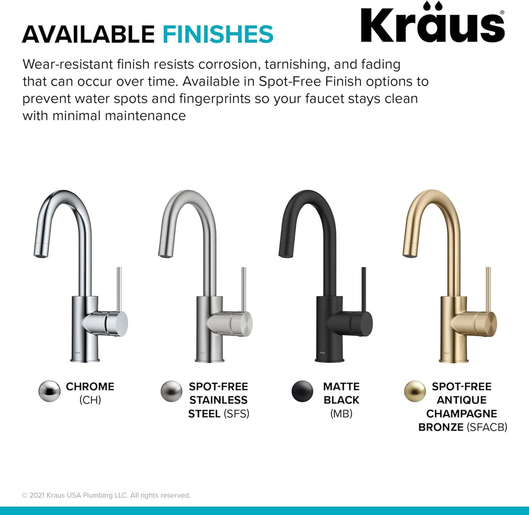 Kraus KPF-2600CH Modern Mateo-Einhebel-Küchenarmatur, Chrom Chrom Einheitsgrösse Bar-Wasserhahn, Chr