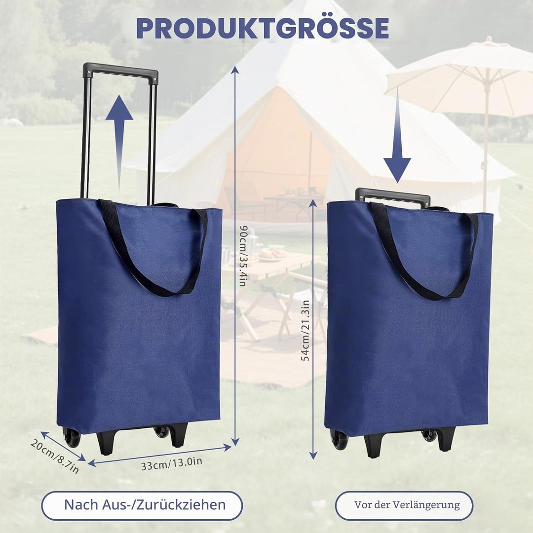Chingcoo 2-in-1 Einkaufstrolley Klappbar 30L Gross – Leichter Shopping Trolley auf Rollen mit Tasche