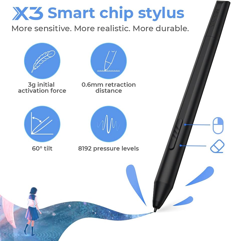 XP-PEN Artist 12 2. Generation Grafiktablett mit Display 11,9 Zoll 127% sRGB Farbraum mit X3 Smart-C