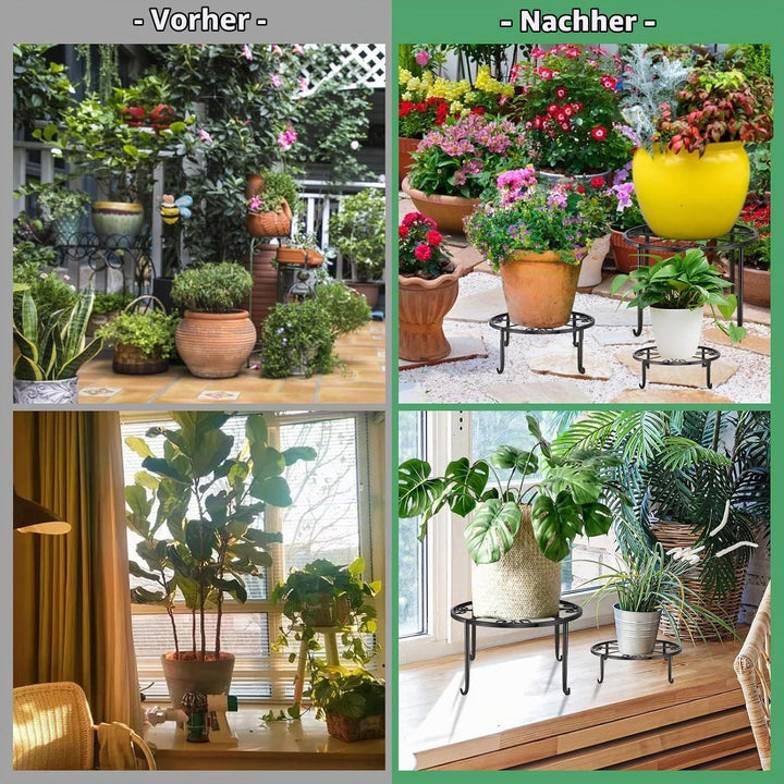 LATERN4 Stück Pflanzenständer aus Metall, 23CM Robuster Blumentopf Ständer Pflanzgefässhalter Pflanz