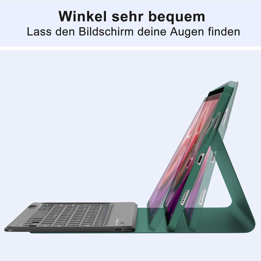 Hülle mit Tastatur für Lenovo Tab P12 12,7" (2023 TB370FU) - Deutsche QWERTZ Tastatur, Bluetooth 5.0