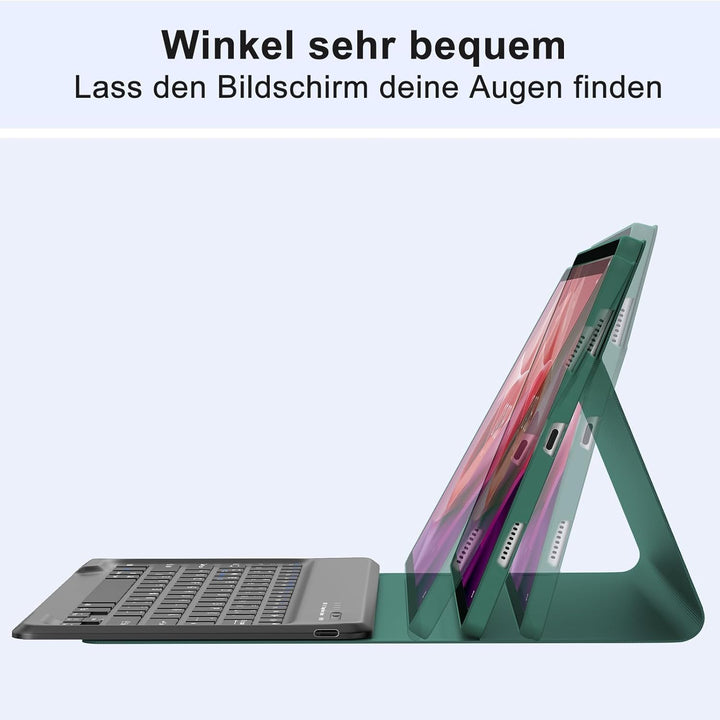 Hülle mit Tastatur für Lenovo Tab P12 12,7" (2023 TB370FU) - Deutsche QWERTZ Tastatur, Bluetooth 5.0