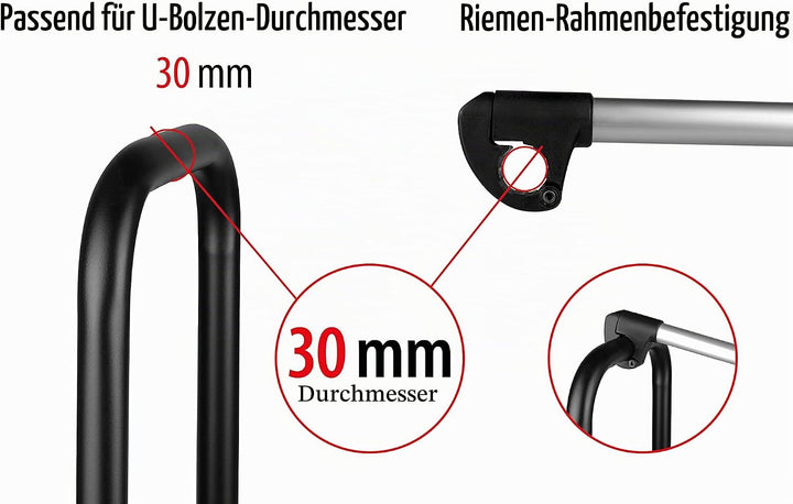 EUFAB 11237 Rahmenhalter kurz, abschliessbar, für U-Bügelrohr: Ø 3,0 cm, 12 cm Länge 12 cm Länge; Ø
