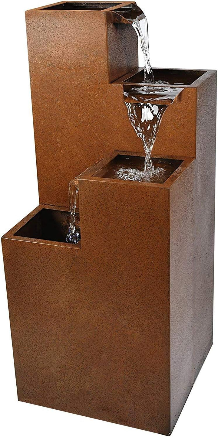 Köhko Springbrunnen Ribero aus Corstenstahl mit LED-Beleuchtung Wasserspiele für Outdoor Indoor Gart