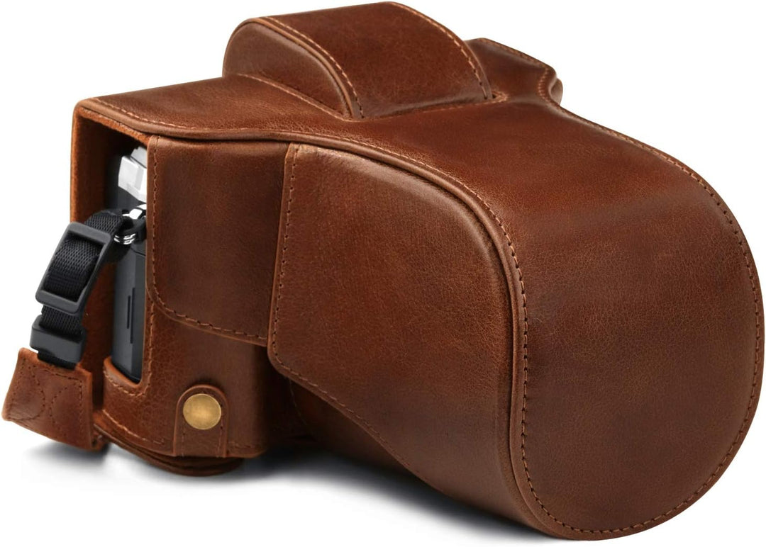 MegaGear Ever Ready MG1863 Kameratasche aus echtem Leder, kompatibel mit Olympus OM-D E-M5 Mark III