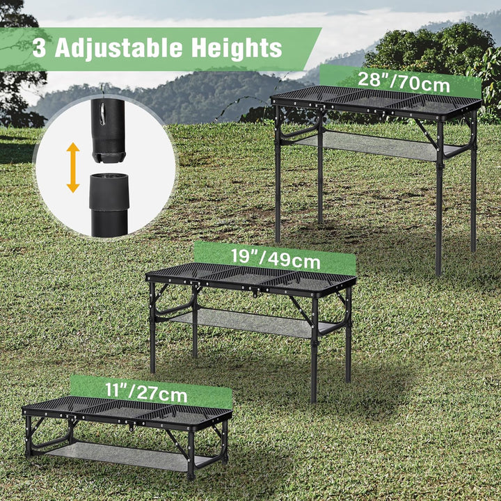REDCAMP Tragbarer Grilltisch mit Mesh Desktop, 87 x 40cm Leichter Faltbarer Klappbarer Campingtisch