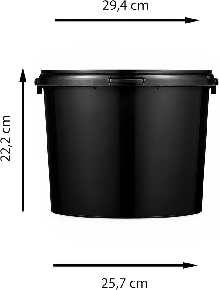 BenBow Eimer mit Deckel 10l schwarz - lebensmittelecht, stabil, luftdicht, auslaufsicher, geruchsneu