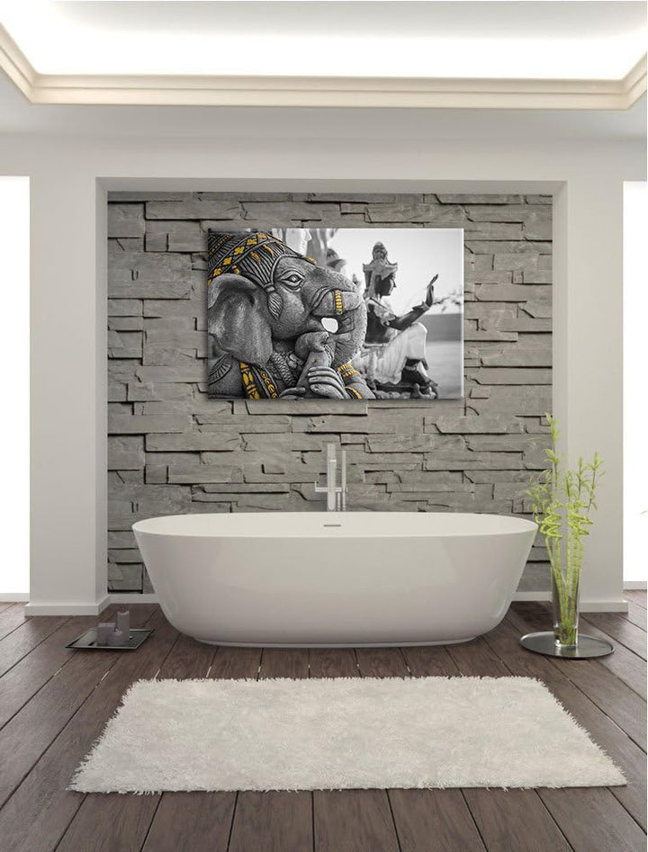 thailändische Elefantengottheit schwarz/weiss Format: 100x70 auf Leinwand, XXL riesige Bilder fertig