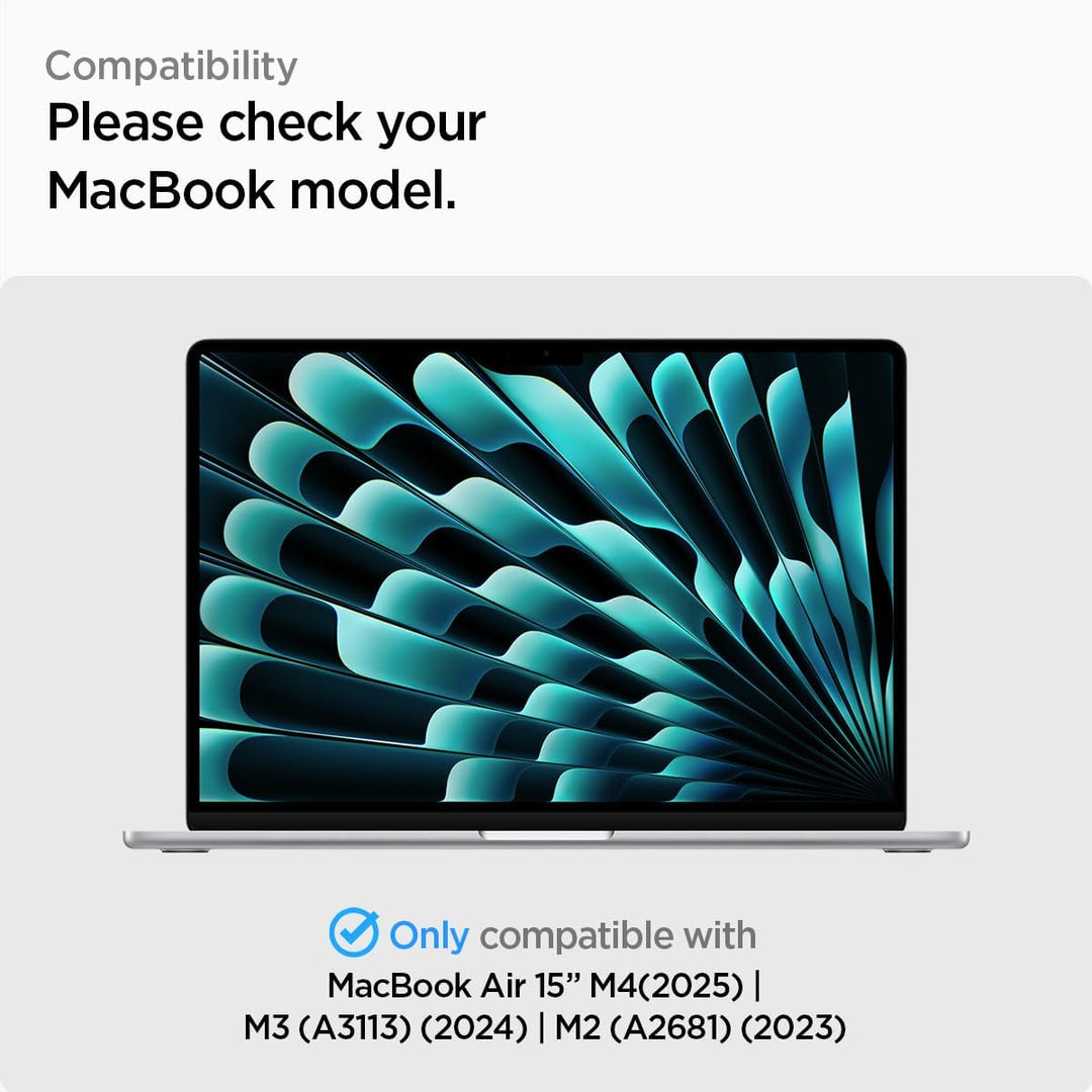 Spigen Displayschutz für MacBook Air 15 Zoll (M2, 2023), Schwarz Volle Abdeckung, Kristallklar, 9H G
