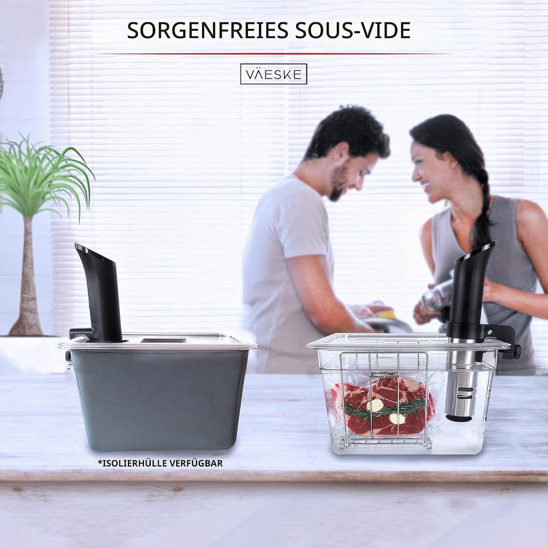 Väeske Sous-Vide Behälter mit Deckel und Gestell – Passend für die Meisten Sous-Vide Garer (11 L) ge