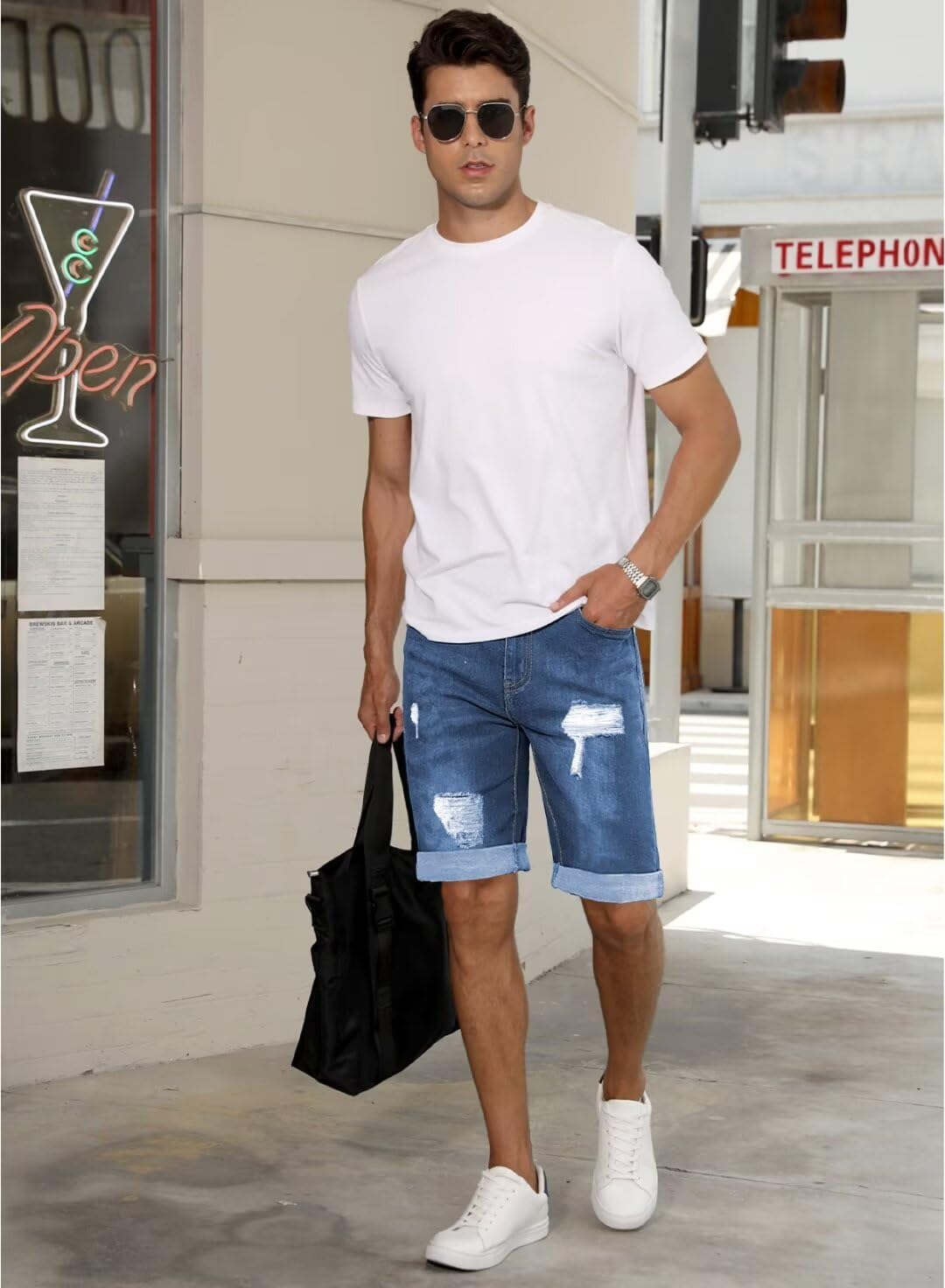 Meilicloth Jeans Shorts Kurze Herren Shorts Sommer Denim Western Casual A Blau XS, A Blau XS