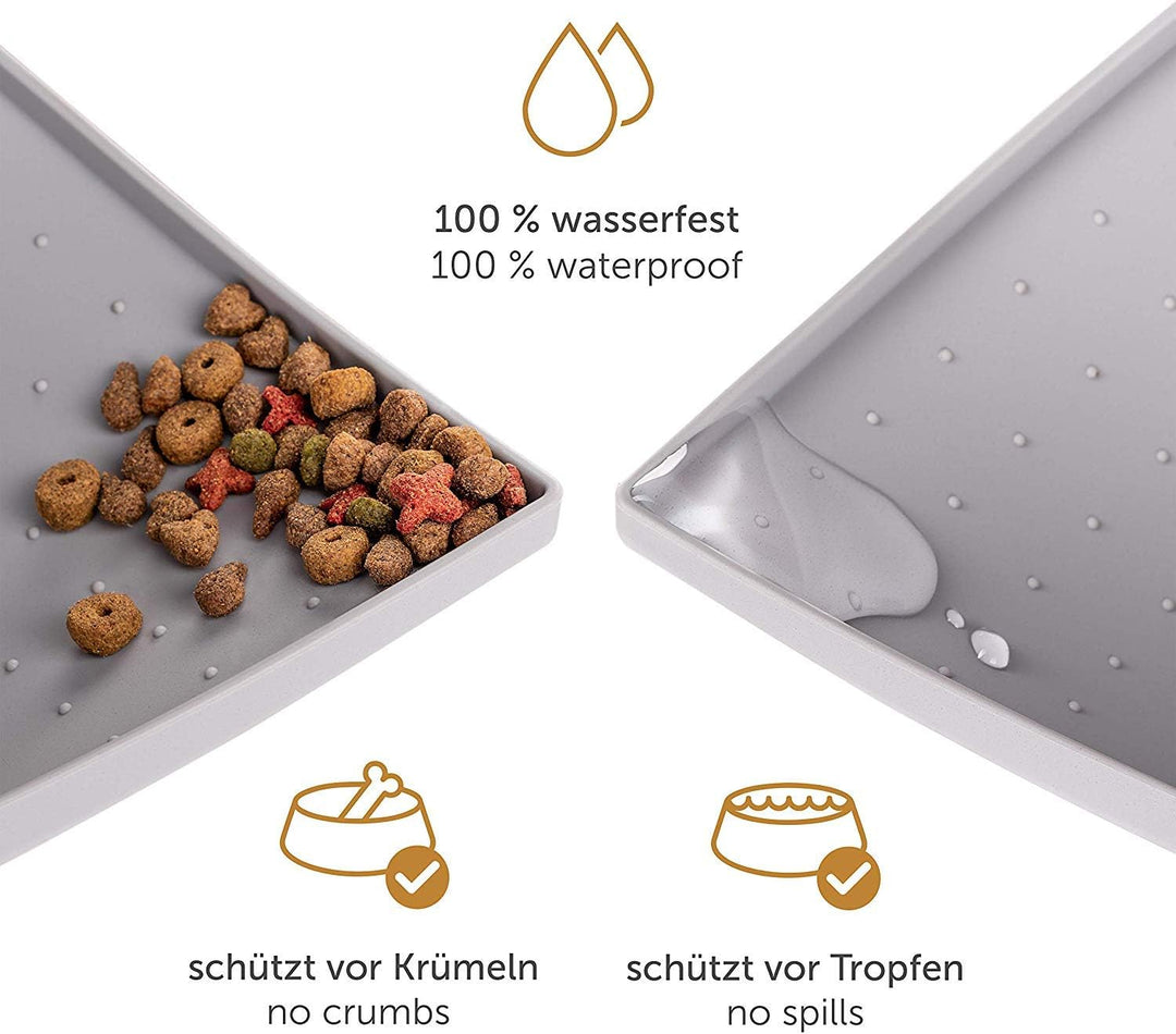Everanimals Napfunterlage Katzen 40x60 cm - Napfunterlage Hund mit erhöhtem Rand - wasserdichte Hund