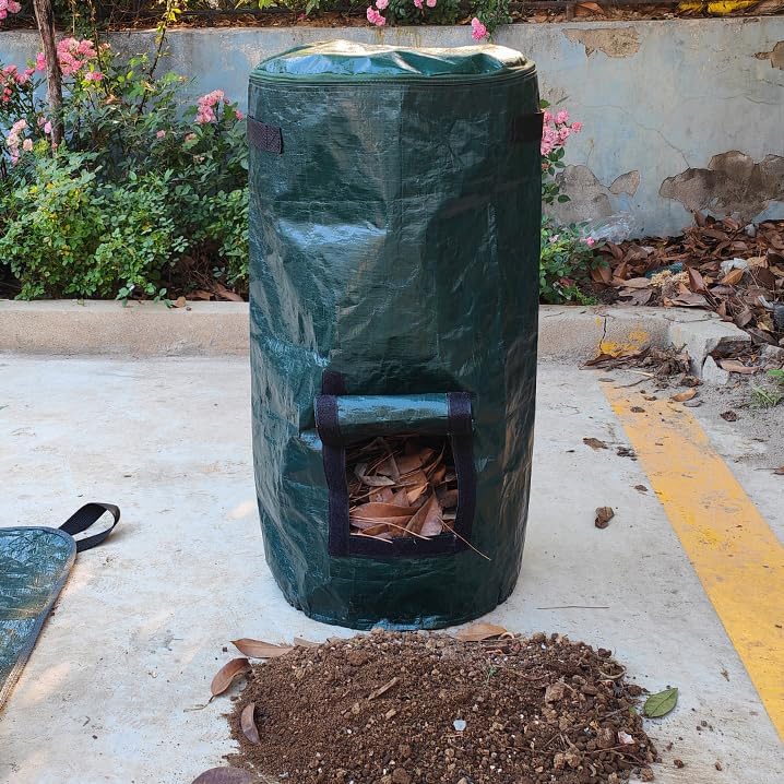 Kompost-Müllbeutel, 100 l, für den Aussenbereich, wiederverwendbar, Bioabfall, Garten, Hof, Kompostb