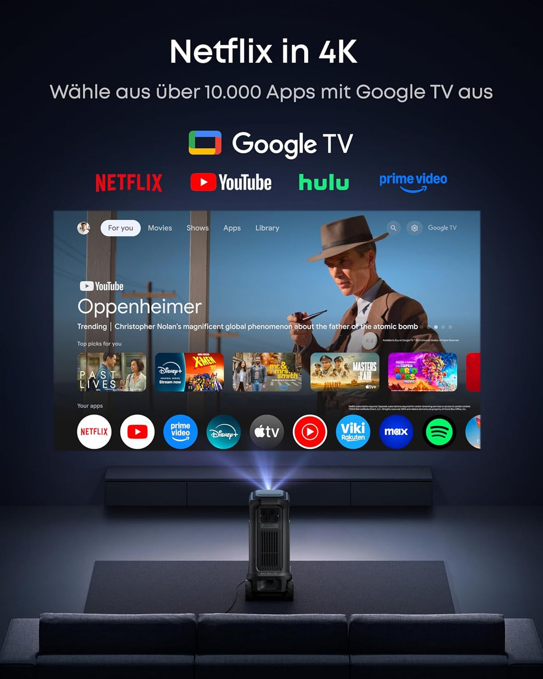 soundcore Nebula X1 Pro | Mobiler Beamer 4K Laserprojektion 7.1.4 Dolby Atmos Spatial Sound, All-in-