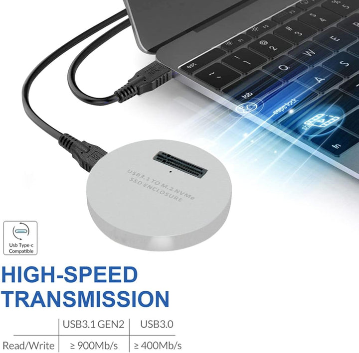 Cablecc USB 3.1 USB-C zu NVME M-Key M.2 NGFF SSD Externer PCBA-Konveteradapter Vertikaler Typ Silber