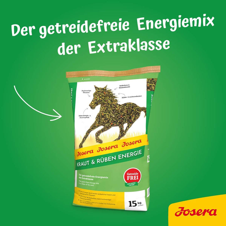 JOSERA Kraut &amp; Rüben Energy (1 x 15 kg) | Premium Pferdefutter - Energiemix der Extraklasse | getrei