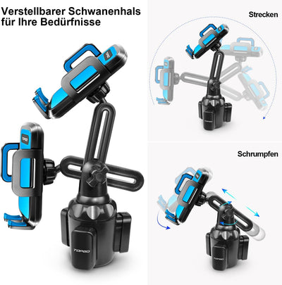 TOPGO Getränkehalter, Handyhalterung, kein Schütteln, stabile und verstellbare Stange, Auto-Getränke
