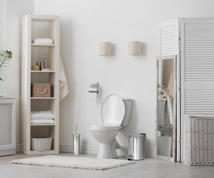 BADIONA Kosmetikeimer 5l Edelstahl mit Absenkautomatik | Badezimmer Mülleimer klein | Mini Mülleimer