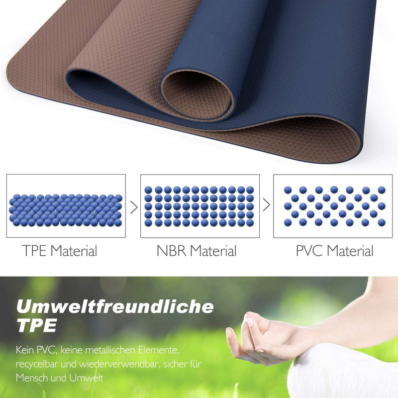 TOPLUS Gymnastikmatte, Yogamatte Yogamatte Gepolstert & rutschfest für Fitness Pilates & Gymnastik m