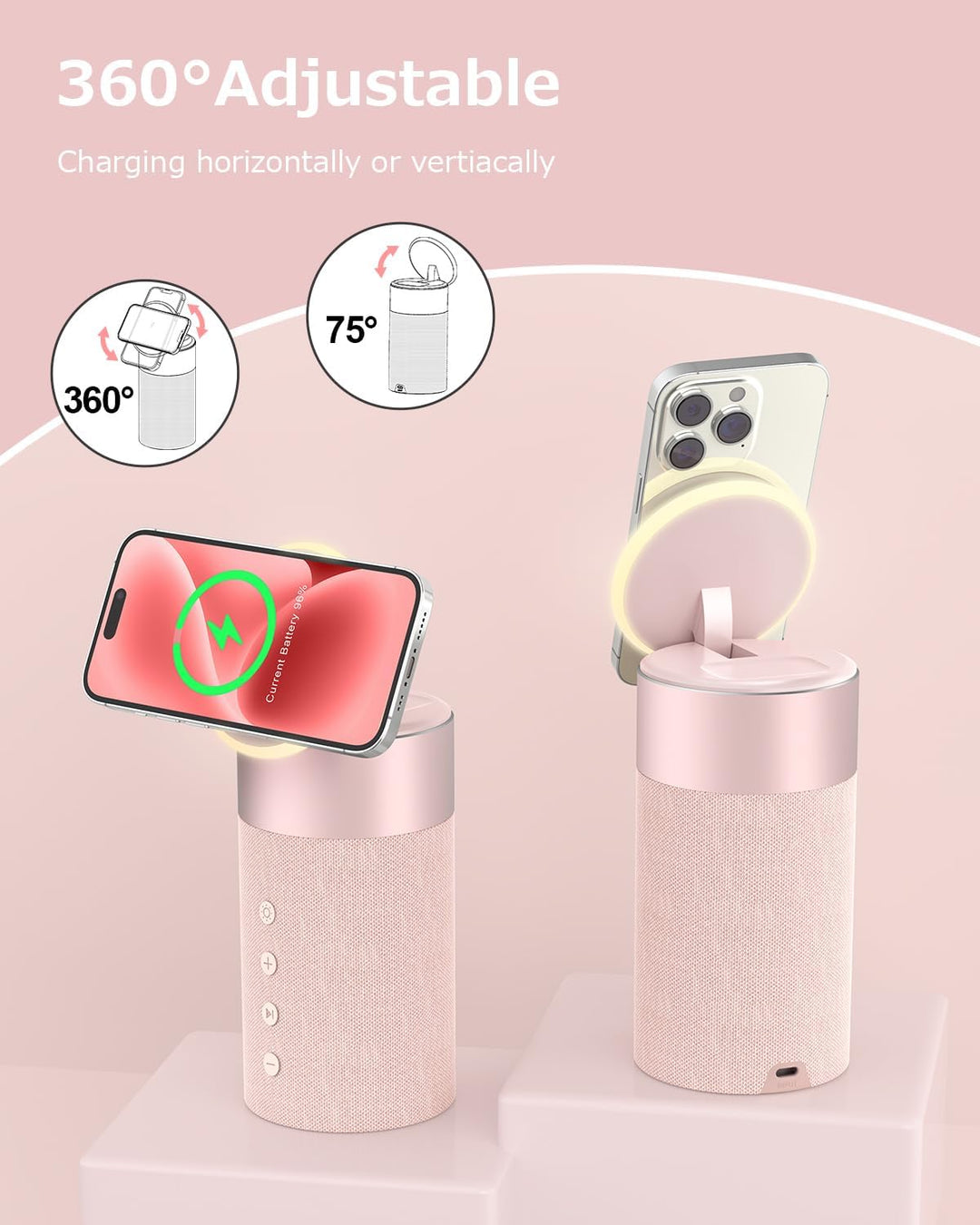 COLSUR Bluetooth Lautsprecher, Magnetic Kabelloses Ladegerät, Bluetooth Lautsprecher mit Nachtlicht,