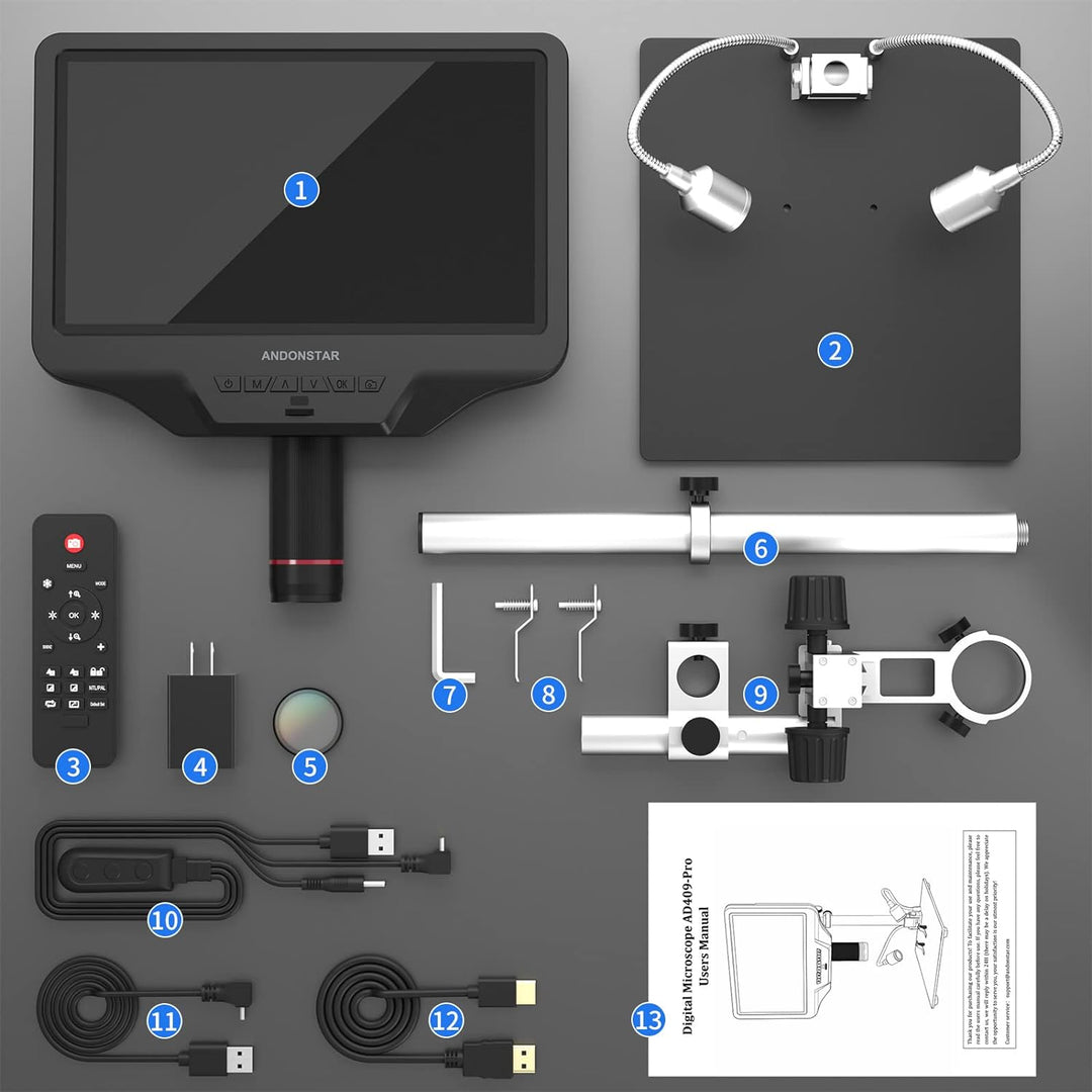 Andonstar AD409 Pro HDMI Digitales Mikroskop, 10,1 Zoll Lötmikroskop, 300X USB Elektronische Mikrosk