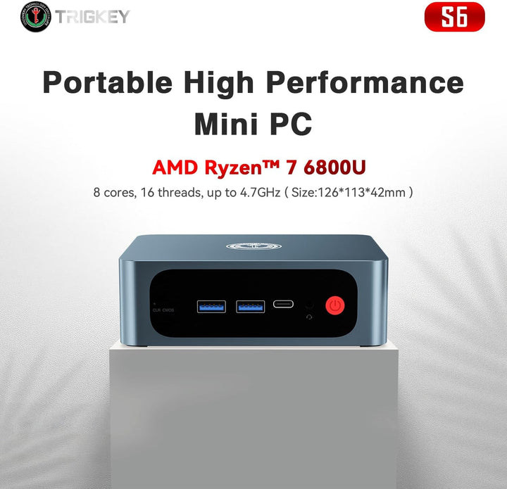 TRIGKEY Mini-PC, Ryzen 7 5800H (8C/16T, bis zu 4,4 GHz), S5 Mini-Computer 32G DDR4 1T NVMe SSD, 4K-A