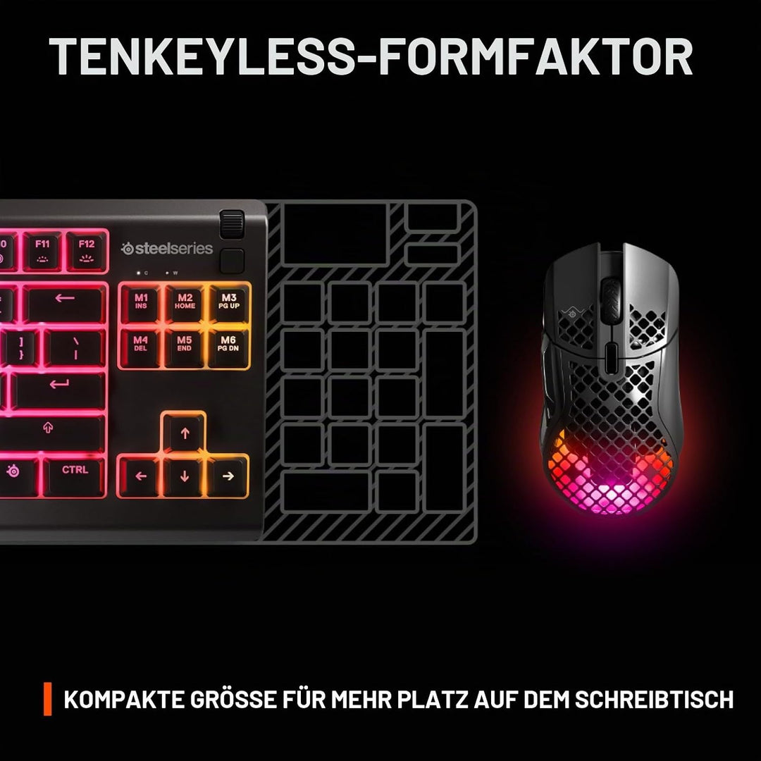 SteelSeries Apex 3 TKL RGB Gaming Tastatur - Tenkeyless Compact Formfaktor - 8-Zonen RGB Beleuchtung