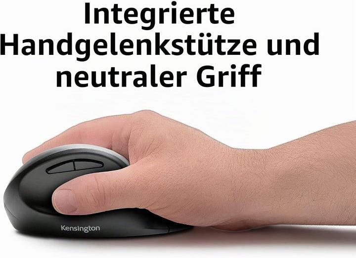 Kensington Kabellose ergonomische Maus, Wireless Pro Fit Ergo Computermaus für Laptop, Desktop, PC u