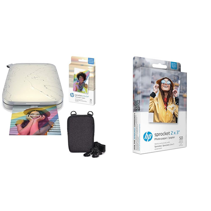 HP , Farbig, Sprocket Select Tragbarer Sofortbilddrucker mit 2,3 x 3,4 Zoll (Weiss) Zink-Papierbünde