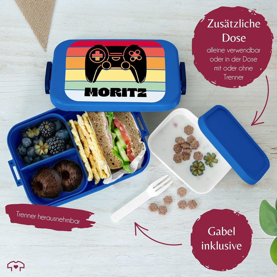 Kinder Bento Box Midi Lunchbox für Mepal Bentobox - Gaming - Controller Gamepad Game - 900 ml - Blau
