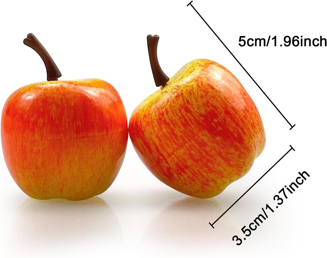 Lorigun 30 Stück künstliche lebensechte Simulationen, 3,3 cm, Mini-Äpfel, künstliche Früchte, Foto-R