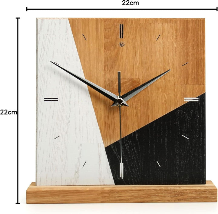 Kreative Feder Designer-STANDUHR „Triangle“ aus Massivholz – analoge TISCHUHR ohne Tickgeräusche (le