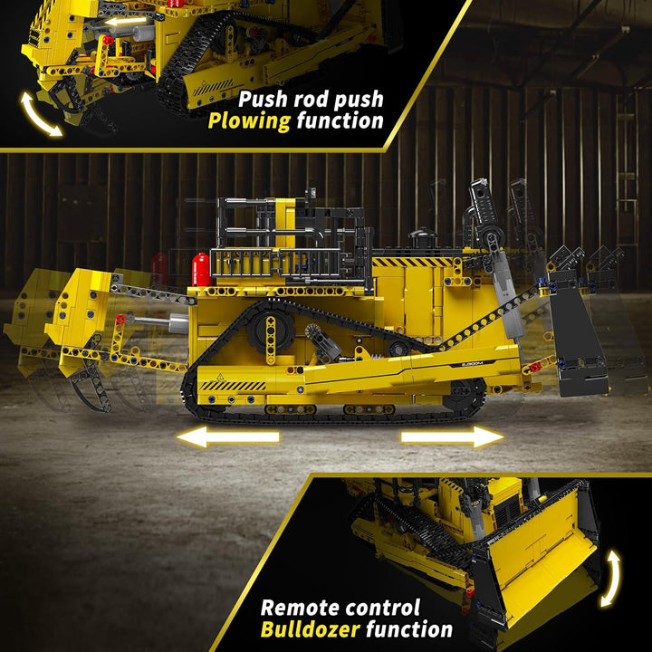 Mould King Technik Bulldozer, mit ferngesteuertem Konstruktionsspielzeug, 2,4 GHz RC-Truck-Bausatz,