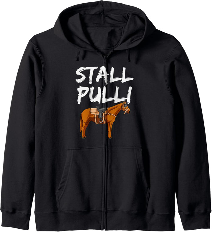 Stall Pulli, Lustiger Spruch, Reiter und Pferde Motiv Kapuzenjacke