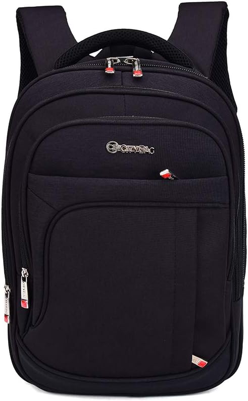 City Bag - Unisex Rucksack mit Laptopfach 15,6“ - geeignet für Büro/Schule/Uni - Schwarz, Schwarz