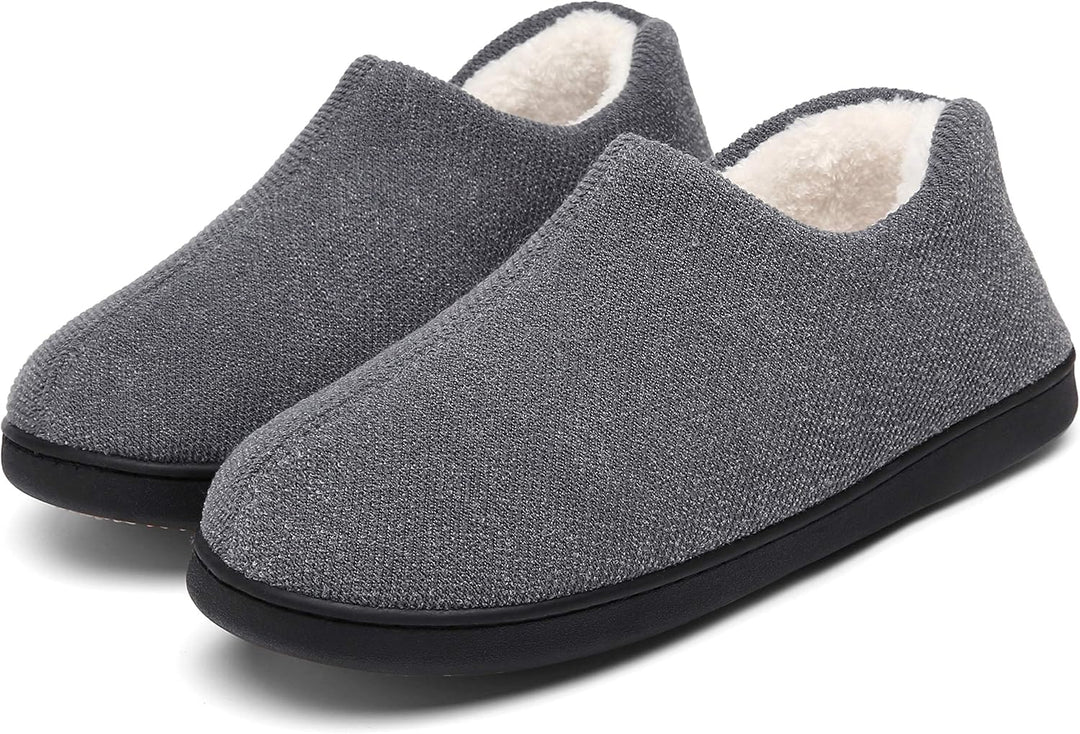 Mishansha Herren Winter Warme Hausschuhe Memory Foam Plüsch Pantoffeln,Gr.39-48, Grau 47 EU