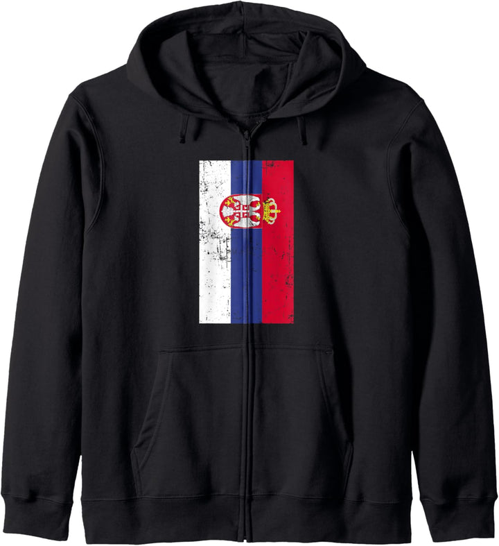 Republic of Serbia Balkan Europe Belgrade Distressed Flag Kapuzenjacke