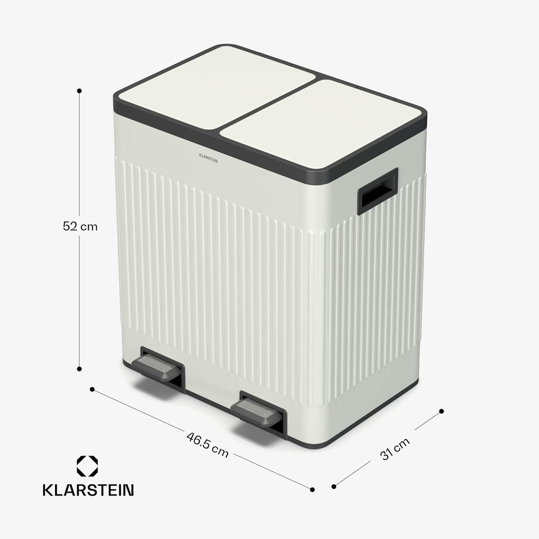 Klarstein Grama 40 Mülleimer 2 Fächer - 40 L Abfalleimer Mit Soft-Close Deckel & Retro-Design, Herau