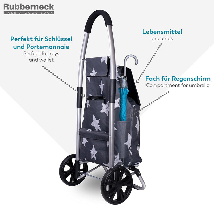 Rubberneck Einkaufstrolley - Klappbarer & Leichter Einkaufswagen - Grosse