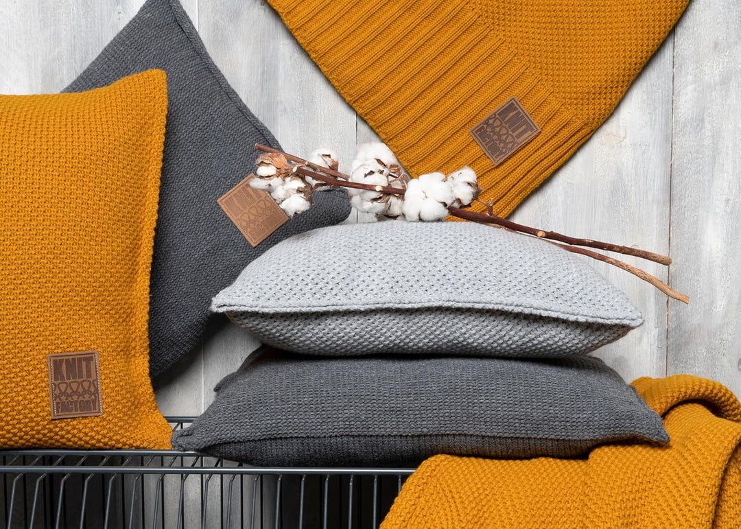 Knit Factory - Lynn Kissen - Grau - 50x50 cm Grau 50x50 cm, Grau 50x50 cm